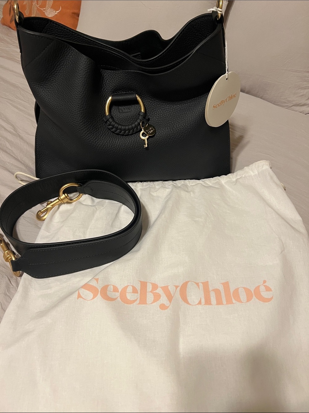 See by Chloé Black Leather Hobo Bag NWT with Gold Hardware